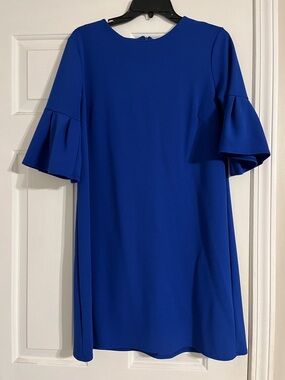 Women's Royal Blue Mini Dress with Bell Sleeves